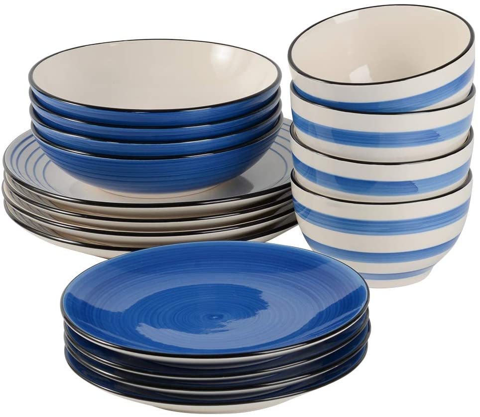 Best Gifts for Foodies, Cooks and Foodstagrammers ProCook Coastal Stoneware Dinner Set - Blue - 16 Piece - Dinnerware