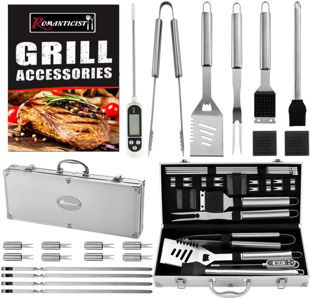 Best Gifts for Foodies, Cooks and Foodstagrammers- Romanticist Heavy Duty Stainless Steel BBQ Tool Set Kit 