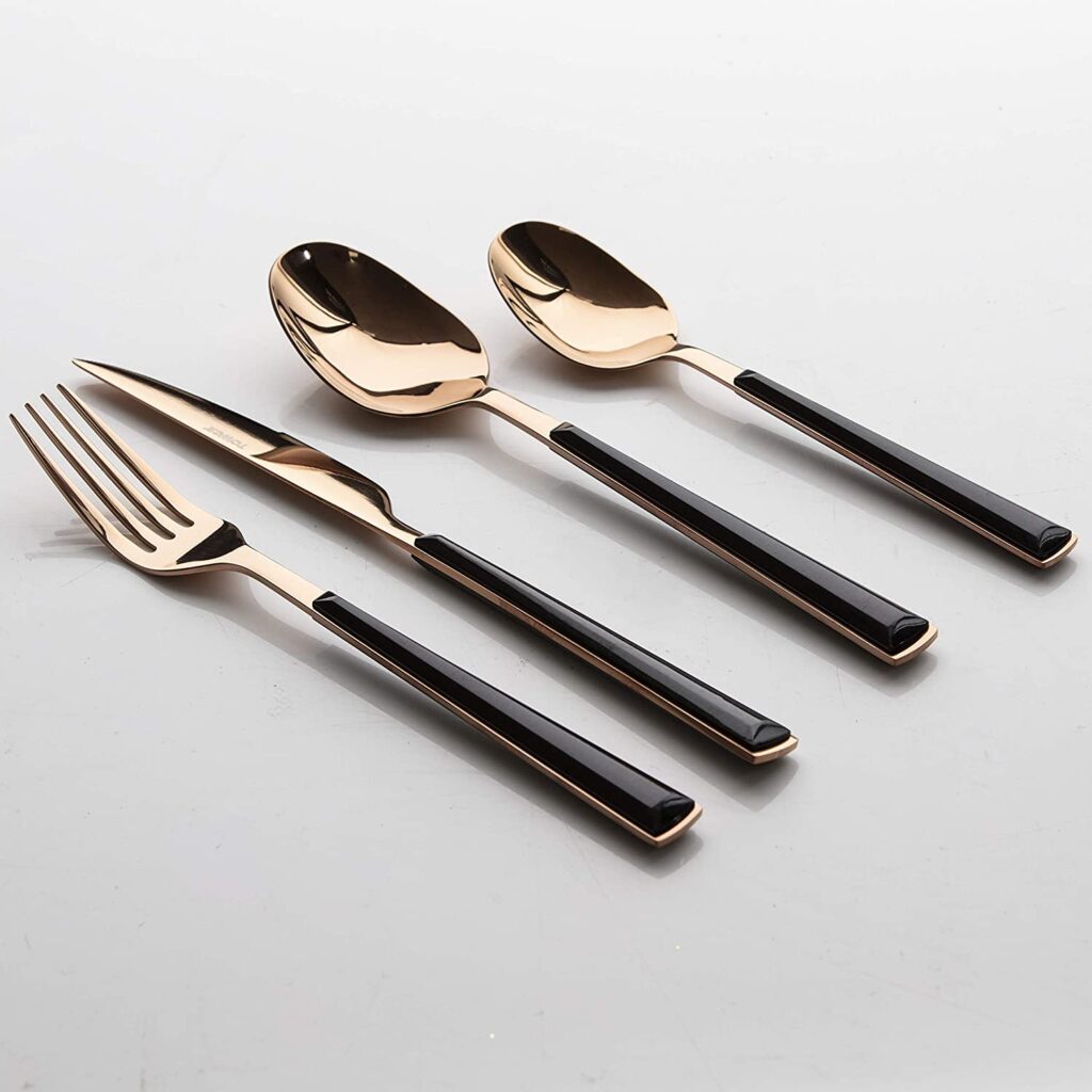 Tower T859007RGB 16 Piece Cutlery Set, Rose Gold and Black, Steel