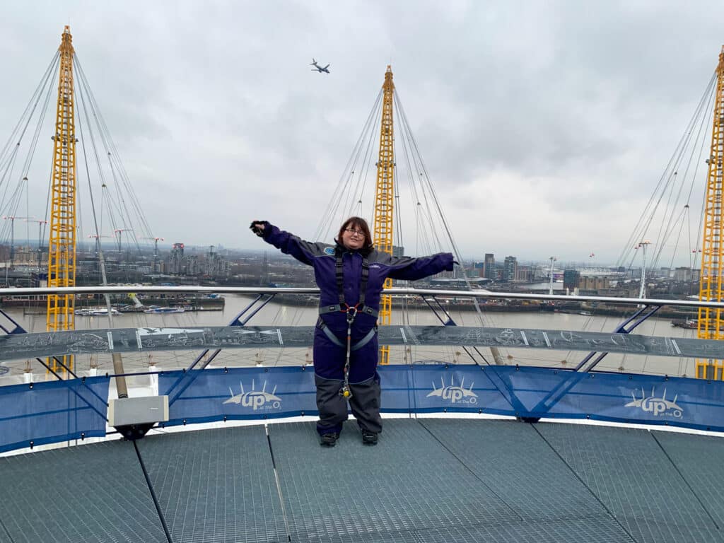 Lisa at the top of Up at the O2