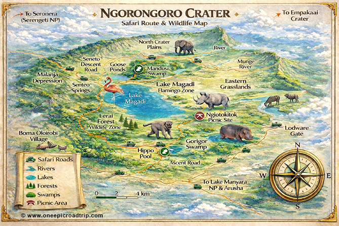 Ngorongoro crater map- one epic road trip blog